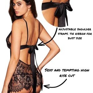 Brand new, classy, sexy lingerie. Black, see through lace material.